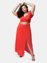 Load image into Gallery viewer, Fiery Red Puff Sleeve Cindy Crop Top