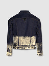 Load image into Gallery viewer, Shorter Indigo Denim Jacket with Champagne Gold Foil