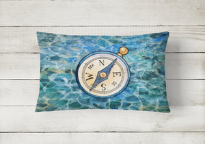 12 in x 16 in  Outdoor Throw Pillow Compass Canvas Fabric Decorative Pillow