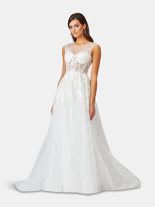 Lara 51044 - Sheer Bodice Lace Bridal Gown
