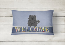 Load image into Gallery viewer, 12 in x 16 in  Outdoor Throw Pillow Chow Chow Black Welcome Canvas Fabric Decorative Pillow