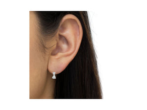 14KT White Gold 1/2 cttw Double Diamond Dangle Stud Earrings