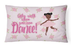 12 in x 16 in  Outdoor Throw Pillow Ballet African American Pigtails Canvas Fabric Decorative Pillow
