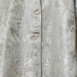 Opera Coat In Silver Silk Brocade