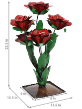 Load image into Gallery viewer, Indoor/Outdoor Metal Flower Garden Decor with Red Roses
