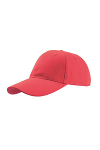 Liberty Six Buckle Brushed Cotton 6 Panel Cap - Red