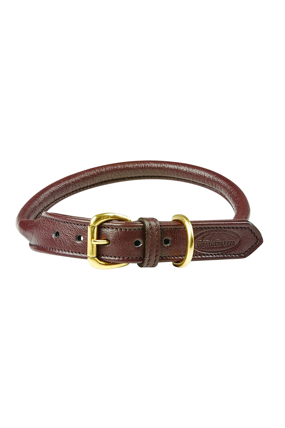Weatherbeeta Rolled Leather Dog Collar (Brown) (M)