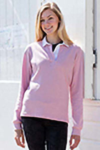 Front Row Womens/Ladies Long Sleeve Original Rugby Shirt (Dusky Pink)