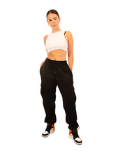 Load image into Gallery viewer, Black Cargo Sweatpants