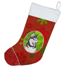 Load image into Gallery viewer, Red Snowflakes Holiday Christmas  Alaskan Malamute Christmas Stocking