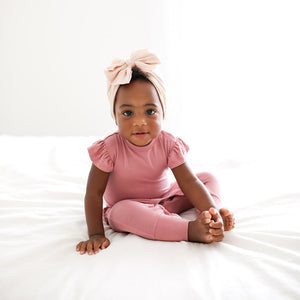 Dusty Rose Ruffled Cap Sleeve Romper