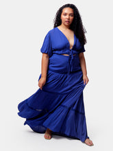 Load image into Gallery viewer, Mazarine Blue Aisha Crop Top and Maxi Skirt Two Piece Set
