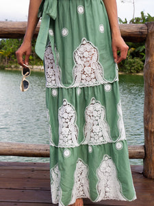 Fatema Crochet-Trimmed Dress in Grass Tonic