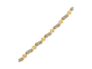 1/2 Cttw Diamond Contoured Double Wave Link 7" Tennis Bracelet