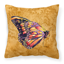 Load image into Gallery viewer, 14 in x 14 in Outdoor Throw PillowButterfly on Gold Fabric Decorative Pillow