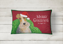 Load image into Gallery viewer, 12 in x 16 in  Outdoor Throw Pillow Wire Fox Terrier Christmas Canvas Fabric Decorative Pillow