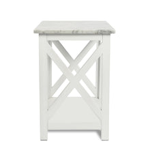 Load image into Gallery viewer, Agatha 15&quot; Square Italian Carrara White Marble Side Table With white Color Solid Wood Legs