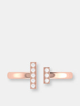 Load image into Gallery viewer, Parallel Park Double Diamond Bar Open Ring in 14K Rose Gold Vermeil on Sterling Silver