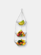 Load image into Gallery viewer, 3 Tier Wire Hanging Round Fruit Basket, Chrome