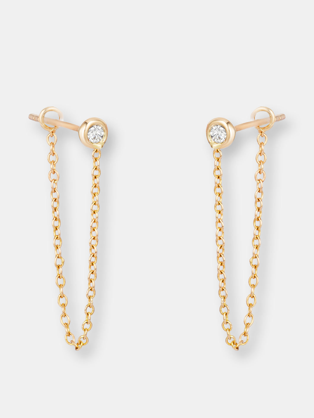 Bezel-Set Diamond Chain Earrings (1