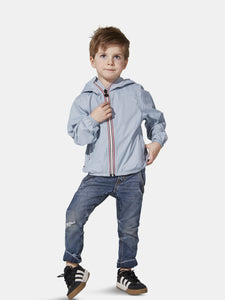 Sam - Kids Celestial Blue Full Zip Packable Rain Jacket