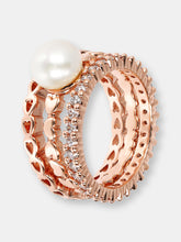 Load image into Gallery viewer, Hearts and Pavé Pearl Rings set
