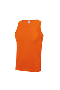Just Cool Mens Sports Gym Plain Tank/Vest Top - Electric Orange