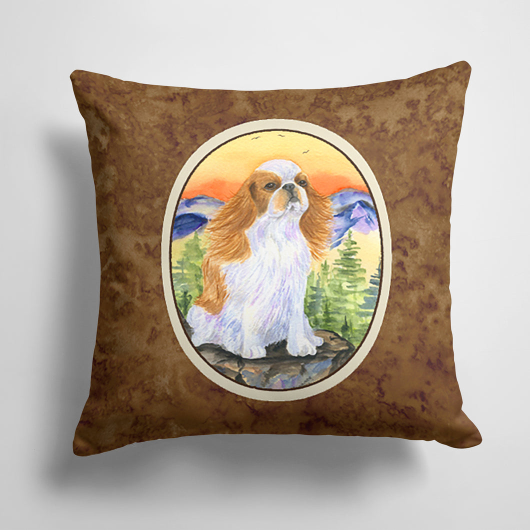 14 in x 14 in Outdoor Throw PillowEnglish Toy Spaniel Fabric Decorative Pillow