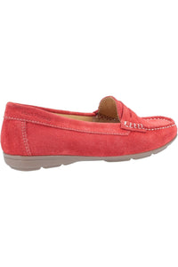 Womens/Ladies Margot Suede Leather Loafer Shoe (Red)