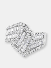Load image into Gallery viewer, 14K White Gold 1-1/2 Cttw Round and Baguette Diamond Bypass Cocktail Ring Band