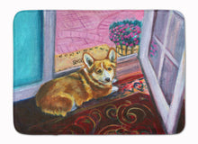 Load image into Gallery viewer, 19 in x 27 in Corgi Watching from the Door Machine Washable Memory Foam Mat