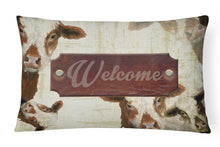 Load image into Gallery viewer, 12 in x 16 in  Outdoor Throw Pillow Welcome cow Canvas Fabric Decorative Pillow
