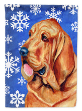 Load image into Gallery viewer, Bloodhound Winter Snowflakes Holiday Garden Flag 2-Sided 2-Ply