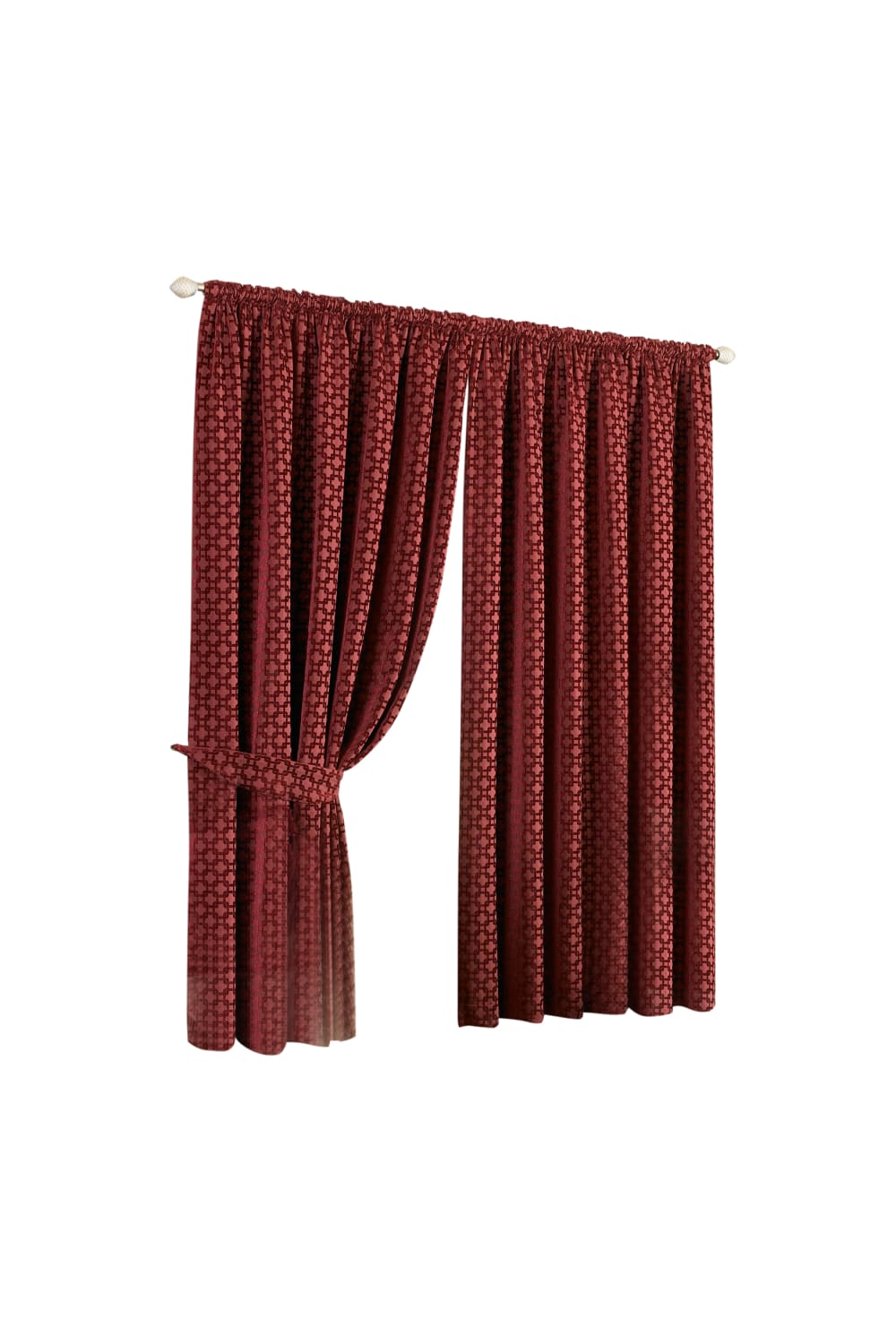 Riva Home Belmont Pencil Pleat Curtains (Claret) (66 x 72 inch)