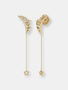Starry Cascade Tiara Diamond Drop Earrings in 14K Yellow Gold Vermeil on Sterling Silver