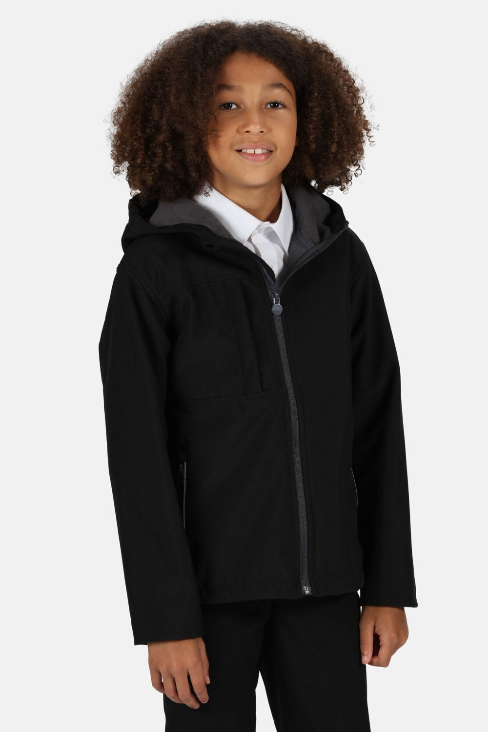 Childrens/Kids Octagon 3 Layer Hooded Softshell Jacket - Black