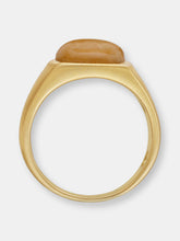 Load image into Gallery viewer, Yellow Lace Agate Stone Signet Ring in 14K Yellow Gold Plated Sterling Silver