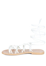 Load image into Gallery viewer, BAXEA Handcrafted White Tie Up String Flats