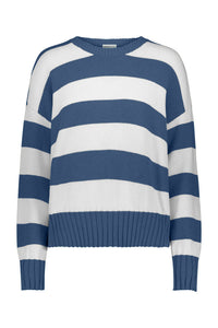 Cotton/Cashmere Rugby Stripe Crew Sweater