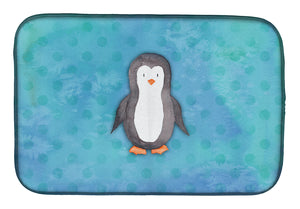 14 in x 21 in Polkadot Penguin Watercolor Dish Drying Mat