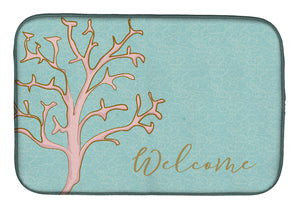 14 in x 21 in Coral Welcome Dish Drying Mat