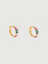 Load image into Gallery viewer, Rainbow Gold Huggie Earrings