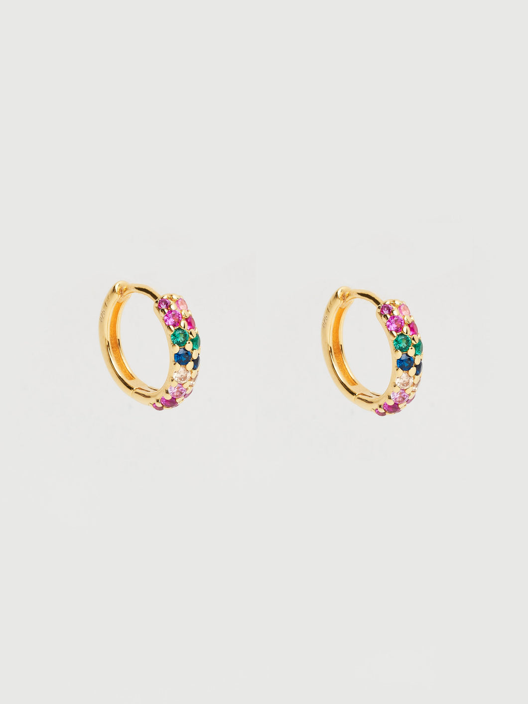 Rainbow Gold Huggie Earrings