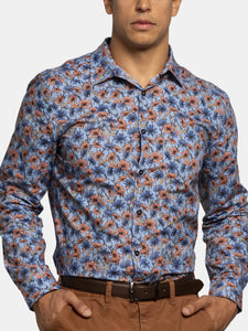 Nigel Floral Stems Shirt Blue