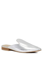Load image into Gallery viewer, Marla Silver Metallic Leather Mules
