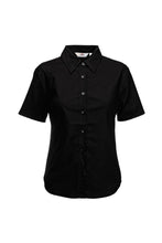 Load image into Gallery viewer, Fruit Of The Loom Ladies Lady-Fit Short Sleeve Oxford Shirt (Black)