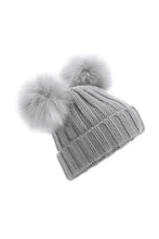 Load image into Gallery viewer, Babys Faux Fur Double Pom Pom Beanie (Light Gray)