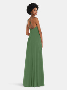 Scoop Neck Convertible Tie-Strap Maxi Dress With Front Slit