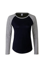 Load image into Gallery viewer, Skinnifit Womens/Ladies Long Sleeve Baseball T-Shirt (Oxford Navy/Heather Gray)