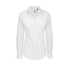 Load image into Gallery viewer, B&amp;C Womens/Ladies Black Tie Formal Long Sleeve Work Shirt (White)